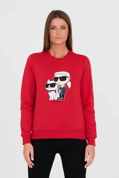KARL LAGERFELD Czerwona damska bluza Ikonik 2.0, Rozmiar XS. Czerwone bluzy KARL LAGERFELD, xs, bez wzorów, bez kaptura. W wyprzedaży za 474.99 zł.
