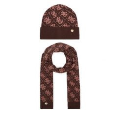 Zestaw szalik i czapka Guess. Brązowe czapki Guess, z aplikacjami. Za 294.99 zł.