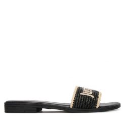 Klapki Just Cavalli. Czarne klapki Just Cavalli, bez wzorów, bez obcasa. Za 555.99 zł.