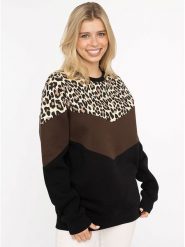 Zwillingsherz Bluza "Konny" w kolorze czarno-brązowym rozmiar: L/XL. Brązowe bluzy Zwillingsherz, l, bez wzorów, bez kaptura. Za 228.92 zł.