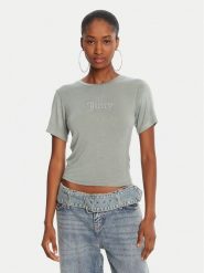Juicy Couture T-Shirt Sheer JCWCT225301 Zielony Slim Fit. Zielone t-shirty Juicy Couture, m, bez wzorów, z wiskozy, bez kołnierzyka, bez ramiączek. Za 179.99 zł.
