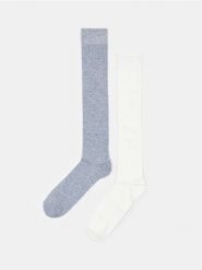 Prążkowane podkolanówki 2 pack - wielobarwny. Skarpety Sinsay, bez wzorów, prążkowane. Za 12.99 zł.