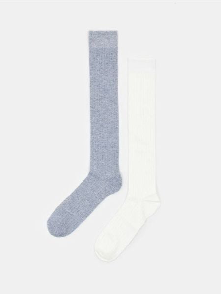 Prążkowane podkolanówki 2 pack - wielobarwny. Skarpety Sinsay, bez wzorów, prążkowane. Za 12.99 zł.