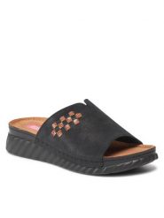 Go Soft Klapki EST-2299-02 Czarny. Czarne klapki GO SOFT, bez wzorów, ze skóry, bez obcasa. Za 149.99 zł.