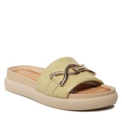 Klapki Nessi. Zielone klapki Nessi, bez wzorów, bez obcasa. Za 319.99 zł.