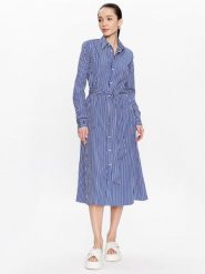 Polo Ralph Lauren Sukienka koszulowa 211891430001 Granatowy Regular Fit. Niebieskie sukienki Polo Ralph Lauren, bez wzorów, z bawełny, bez kołnierzyka, bez ramiączek, koszulowe. Za 1,299.00 zł.