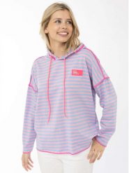 Zwillingsherz Bluza w kolorze błękitno-jasnoróżowym rozmiar: S/M. Niebieskie bluzy Zwillingsherz, m, bez wzorów, z kapturem. Za 129.95 zł.