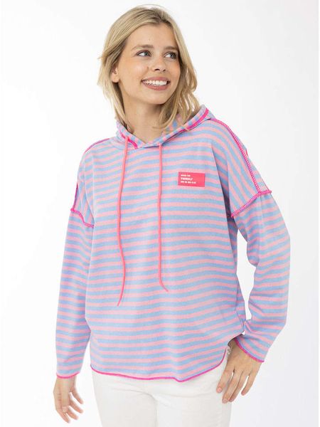 Zwillingsherz Bluza w kolorze błękitno-jasnoróżowym rozmiar: S/M. Niebieskie bluzy Zwillingsherz, m, bez wzorów, z kapturem. Za 169.95 zł.