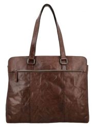 HIDE & STITCHES Skórzana torebka "Westland" w kolorze ciemnobrązowym - 40 x 32 x 13,5 cm rozmiar: onesize. Brązowe torby na laptopa HIDE & STITCHES, bez wzorów, z materiału, na ramię. Za 428.43 zł.