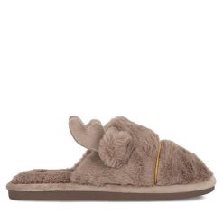 Kapcie Home & Relax. Brązowe obuwie domowe Home & Relax, bez wzorów, bez zapięcia. Za 69.99 zł.