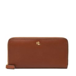 Duży Portfel Damski LAUREN RALPH LAUREN. Brązowe portfele Lauren Ralph Lauren, bez wzorów. Za 649.99 zł.