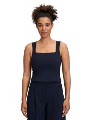 Vera Mont Top w kolorze granatowym rozmiar: 38. Niebieskie topy Vera Mont, bez wzorów, z nylonu, bez kołnierzyka, bez ramiączek. Za 104.99 zł.