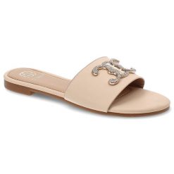 Beżowe Klapki Givana Eleganckie Buty Damskie. Brązowe klapki Givana, bez wzorów, z materiału, bez obcasa. Za 109.00 zł.