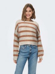 ONLY Sweter w kolorze beżowo-jasnobrązowym rozmiar: S. Brązowe swetry Only, s, bez wzorów, bez ramiączek. Za 94.95 zł.