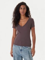 Tommy Jeans T-Shirt Essential DW0DW17385 Brązowy Slim Fit. Brązowe t-shirty Tommy Jeans, xxs, bez wzorów, z bawełny, bez kołnierzyka, bez ramiączek. Za 129.99 zł.