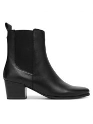 Caprice Botki 9-25304-45 Czarny. Czarne botki Caprice, bez wzorów, ze skóry, bez obcasa, na słupku, bez zapięcia. Za 489.99 zł.