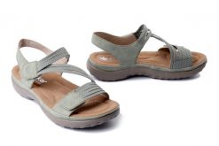 RIEKER 64870-52 green, sandały damskie. Zielone sandały Rieker, bez wzorów, bez obcasa, bez zapięcia. Za 319.90 zł.