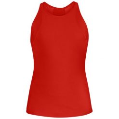 Top w kolorze czerwonym. Czerwone topy Under Armour, xs, bez wzorów, bez kołnierzyka, bez ramiączek. W wyprzedaży za 79.95 zł.