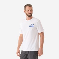 Koszulka z krótkim rękawem tuńczyk. Białe bluzki CAPERLAN, s, bez wzorów, z bawełny, sportowe, bez kołnierzyka, bez ramiączek. Za 49.99 zł.