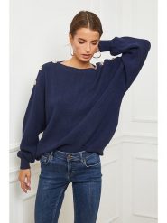 Joséfine Sweter "Cornella" w kolorze granatowym rozmiar: XL. Niebieskie swetry Joséfine, xl, bez wzorów, z kaszmiru, bez ramiączek. Za 223.99 zł.