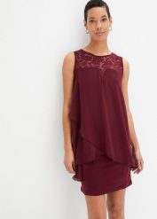 Sukienka z dżerseju i szyfonu. Czarne sukienki bonprix, bez wzorów, z dżerseju, eleganckie, bez kołnierzyka, bez ramiączek. Za 64.99 zł.