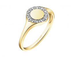 Pierścionek z żółtego złota z diamentami - sygnet - 0,06 ct - próba 585. Żółte pierścionki Apart, z diamentem, złote. Za 2,390.00 zł.