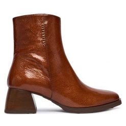 Botki Hispanitas. Brązowe botki Hispanitas, bez wzorów, bez obcasa, na słupku, bez zapięcia. Za 729.99 zł.