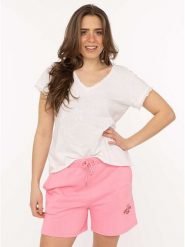 Zwillingsherz Szorty dresowe "Feel Good Club" w kolorze jasnoróżowym rozmiar: S/M. Różowe szorty Zwillingsherz, bez wzorów, z bawełny. Za 110.55 zł.