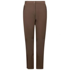 Dlx Tawny - damskie spodnie softshell torfowe. Brązowe spodnie narciarskie DLX, l, z aplikacjami, z materiału, trekkingowe. Za 287.40 zł.