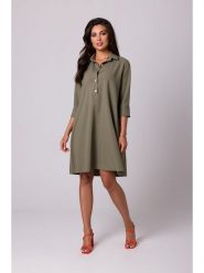 Be Wear Sukienka w kolorze oliwkowym rozmiar: XL. Brązowe sukienki Be Wear, xl, bez wzorów, bez kołnierzyka, bez ramiączek, midi, rozkloszowane. Za 140.86 zł.