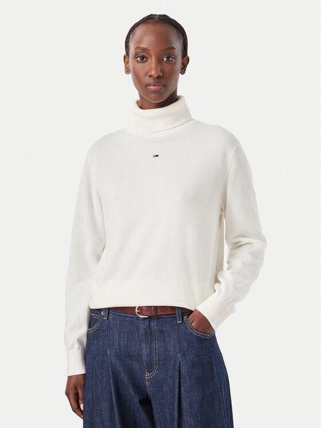 Tommy Jeans Golf Essetnial DW0DW23361 Biały Relaxed Fit. Białe golfy Tommy Jeans, m, bez wzorów, z bawełny, bez ramiączek. Za 369.99 zł.