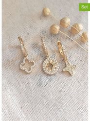 Miu Silver Pozłacane kolczyki (3 szt.) z cyrkoniami rozmiar: onesize. Szare kolczyki Miu Silver, z cyrkonią, pozłacane. Za 86.99 zł.