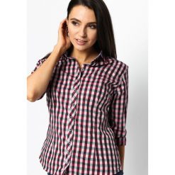 Bordowa Koszula Fine Check. Czerwone koszule Born2be, l, bez wzorów, bez kołnierzyka, bez ramiączek. Za 49.99 zł.
