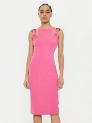 Versace Jeans Couture Sukienka koktajlowa 78HAO913 N0356 Różowy Regular Fit. Czerwone sukienki Versace Jeans Couture, bez wzorów, z jeansu, wizytowe, bez kołnierzyka, bez ramiączek. Za 989.99 zł.