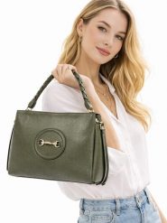 Florence Bags Skórzana torebka "Hoppo" w kolorze khaki - 32 x 26 x 11 cm rozmiar: onesize. Brązowe torebki klasyczne Florence Bags, bez wzorów, z materiału, bez dodatków. Za 382.99 zł.
