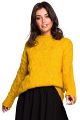Sweter damski wełniany luźny fason ciepły puszysty żółty. Żółte sukienki BE Knit, na co dzień, na jesień, l, bez wzorów, z jeansu, eleganckie, bez kołnierzyka, bez ramiączek, dla puszystych. Za 245.00 zł.