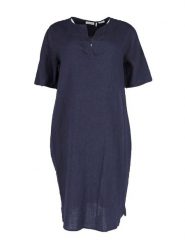 Gerry Weber Lniana sukienka w kolorze granatowym rozmiar: 36. Niebieskie sukienki Gerry Weber, bez wzorów, ze lnu, bez kołnierzyka, bez ramiączek, midi. Za 176.08 zł.