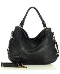 Shopper bag czarny MARCO MAZZINI v136d. Czarne shopper bez wzorów, ze skóry, na ramię, bez dodatków. Za 569.05 zł.