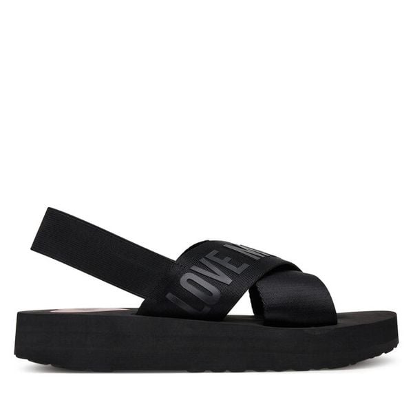 Sandały LOVE MOSCHINO. Czarne sandały Love Moschino, bez wzorów, bez obcasa, na płaskiej podeszwie, bez zapięcia. Za 609.99 zł.