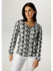 Aniston Koszulka w kolorze biało-czarnym rozmiar: 48. Białe bluzki Aniston, bez wzorów, bez kołnierzyka, bez ramiączek. Za 126.99 zł.