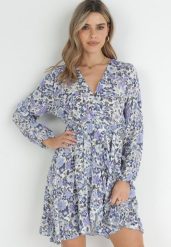 Niebieska Sukienka Mini z Kopertowym Dekoltem i Gumką w Talii Zynicue. Niebieskie sukienki Born2be, do pracy, l, bez wzorów, biznesowe, bez kołnierzyka, bez ramiączek, mini, kopertowe. W wyprzedaży za 63.99 zł.