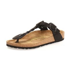 Comfortfusse Skórzane japonki w kolorze czarnym rozmiar: 39. Czarne klapki Comfortfüße, bez wzorów, z otwartym noskiem, bez obcasa. Za 224.95 zł.