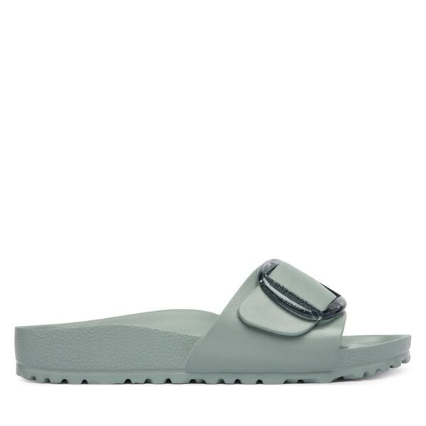 Klapki Birkenstock. Zielone klapki Birkenstock, bez wzorów, bez obcasa. Za 229.99 zł.