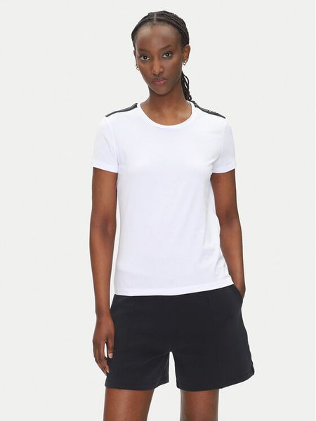 EA7 Emporio Armani T-Shirt 7W000497 AF14880 U0002 Biały Regular Fit. Białe t-shirty EA7 Emporio Armani, l, bez wzorów, z bawełny, bez kołnierzyka, bez ramiączek. Za 269.99 zł.