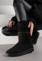 Czarne Śniegowce z Przeszyciami po Bokach Retena. Czarne trapery i śniegowce Renee, z jeansu. Za 79.99 zł.