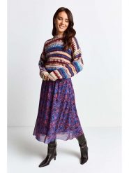 Rich & Royal Sweter w kolorze beżowo-niebiesko-bordowym rozmiar: XL. Brązowe swetry Rich & Royal, xl, bez wzorów, z wełny, bez ramiączek. Za 210.81 zł.