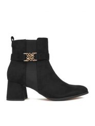 Nine West Botki CEO-NIBAL-01 Czarny. Czarne botki Nine West, bez wzorów, z materiału, bez obcasa, na słupku, bez zapięcia. Za 289.99 zł.