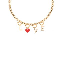 Naszyjnik Love z sercem z czerwoną emalią, pozłacany. Czerwone naszyjniki Lilou, pozłacane. Za 616.00 zł.