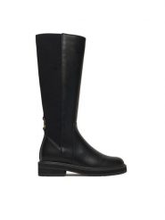 TWINSET Kozaki 252TGT120 Czarny. Czarne kozaki Twinset, ze skóry, bez obcasa, na płaskiej podeszwie, bez zapięcia. Za 1,229.00 zł.