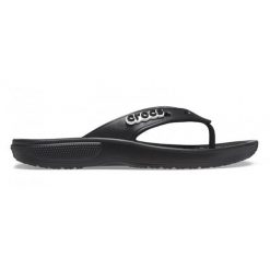 Japonki damskie Crocs Classic Flip. Czarne klapki Crocs, bez wzorów, z materiału, bez obcasa. W wyprzedaży za 202.95 zł.